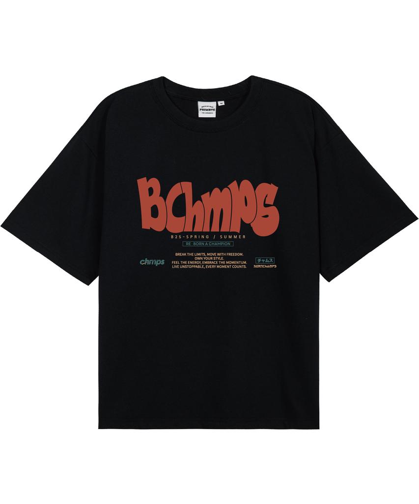BORN CHAMPS [6 Colors] [Cool Cotton] Vgt Bold Motiona Oversized Short Sleeve T-Shirt B25St49 (B Type)
