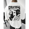 European Sizes Men's Gothic Street Style T-Shirt - Hell's Eye Graphic Print, Breathable and Comfortable, Slightly Dropped Shoulder Fit