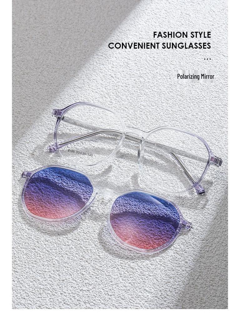 Polygonal Magnetic Gradient Polarized Clip-on Sunglasses for Women - Fashion and Travel Use