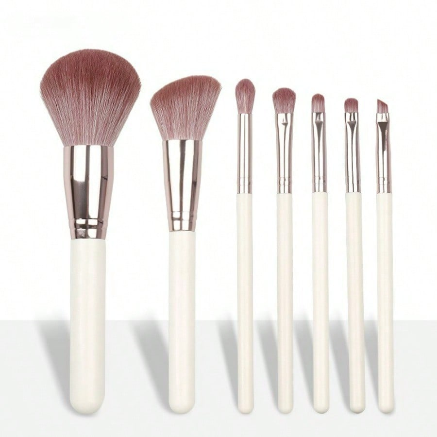 7Pcs Makeup Brushes Set, Beauty Tools, Soft Hair Loose Powder Brush, Eyeshadow Brush, Beginner Makeup Brush Set белый