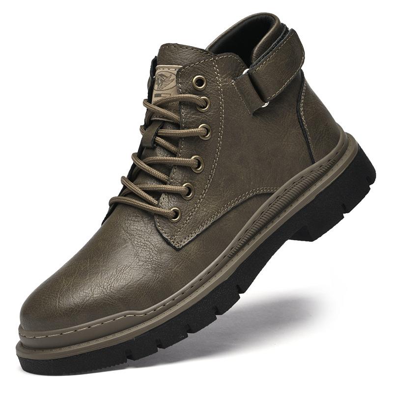 

Мужские ботинки ботинки Мартина Уличные рабочие ботинки Осень и зима высокие шнуровка поверхность из коровьей кожи ручной работы повседневные короткие ботинки Хлопковые ботинки 46