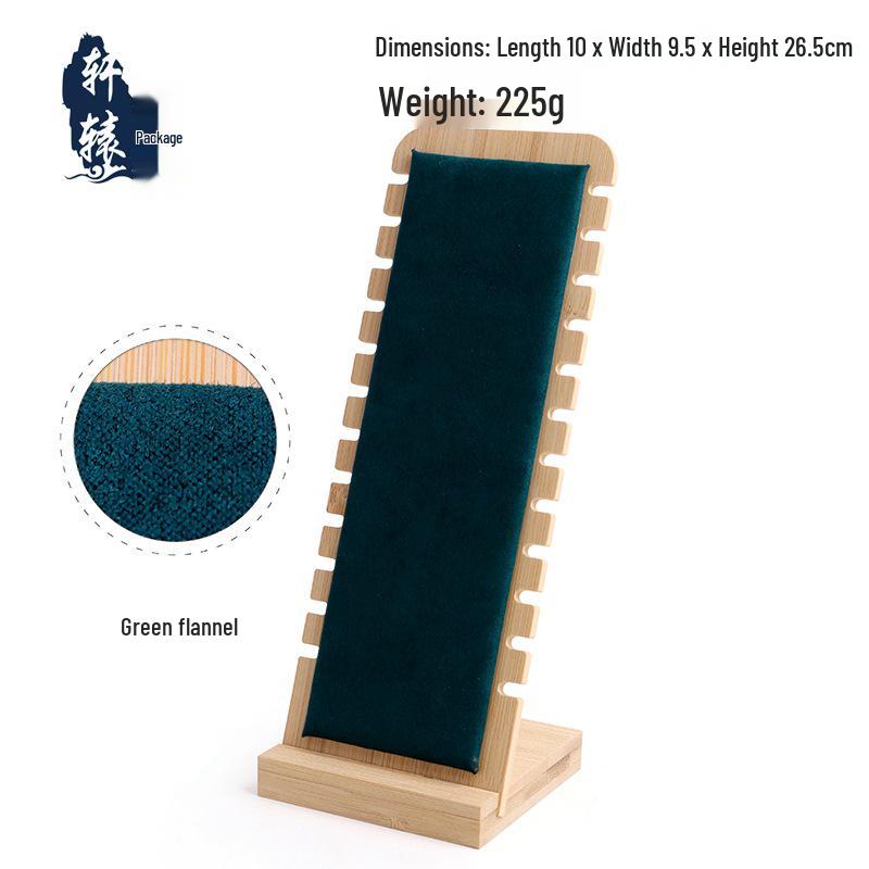 Bamboo Wood Necklace Display Stand: 12-Position Velvet Jewelry Rack