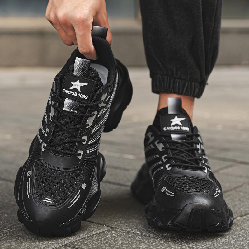 Men's Shoes Fashion Korean Mesh Thick Bottom Shoes Outdoor Anti-slip Lightweight Comfortable Shock-absorbing Sneakers Casual Breathable Running Shoes