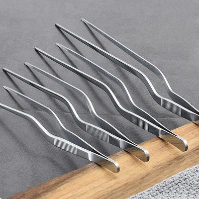 3 Sizes Kitchen Tweezer BBQ Food Tweezer Clip Mini Chief Tongs Stainless Steel Portable for Picnic Meat Barbecue Cooking Tool