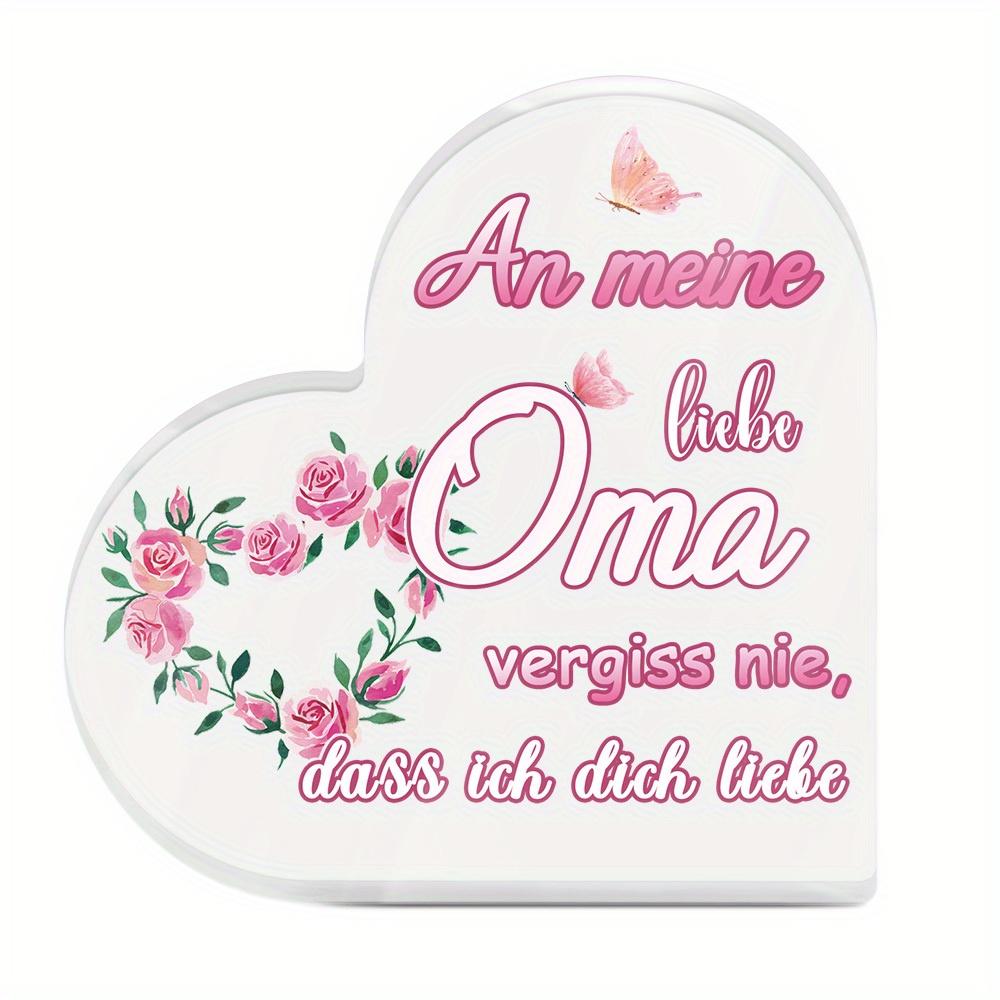 1pc German Heart-Shaped Acrylic Sign - Romantic Rose & Butterfly Design, Ideal for Home, Farmhouse Living Room, or Grandmother S Gift 10*10cm
