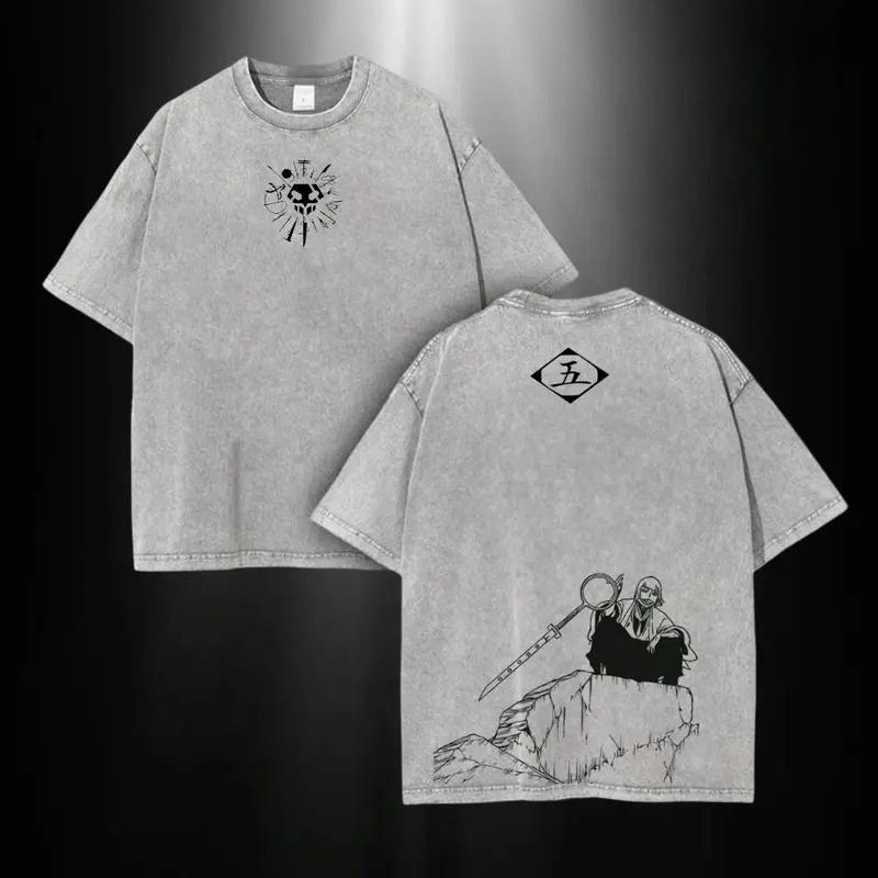 Hot Anime BLEACH Grimmjow Jaegerjaques Clothing Men Women Tshirts Washed Cotton Tee Retro Oversized T-shirt Harajuku T Shirt
