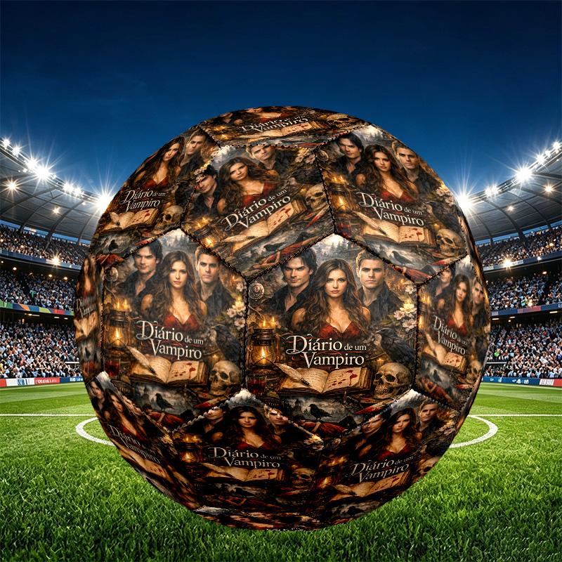 The Vampire Diaries Print Size 5 Soccer Ball, PU Wear Resistant Football for Match Training and Daily Practice, Birthday Gift for Soccer Fans