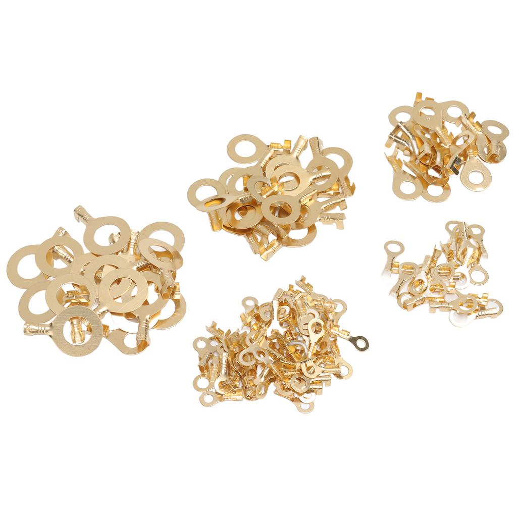 150PCS Ring Terminal Assortment Brass Electric Wire Lugs with Storage Box M3 M4 M5 M6 M8 M10