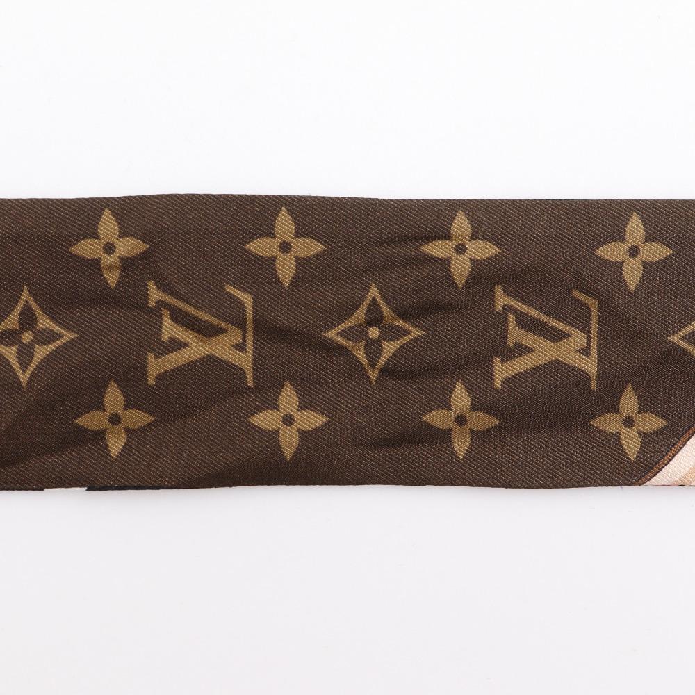 Louis Vuitton Bando BB Ultimate Scarf M76676 Ribbon Scarf Black / White / Brown Silk Women Used