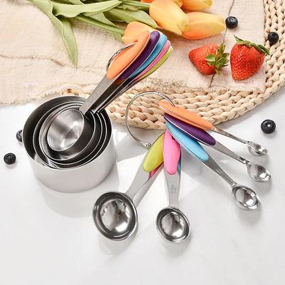 5/10 Sztuk Zestaw Miarki Kuchenne ze Stali Nierdzewnej i Łyżki Stołowe Stackable Łyżki Stołowe Miarki do Herbaty Kawy Narzędzia Pomiarowe do Kuchni