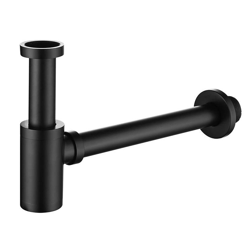 Modern Style Wall-Mounted Hidden Siphon Drain Pipes Factory Direct s for Bathroom Washbasin (Black,Stainless Steel)