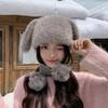 Ladies' Cute Plush Hat Outdoor Warm Hoodie Knitted Hat