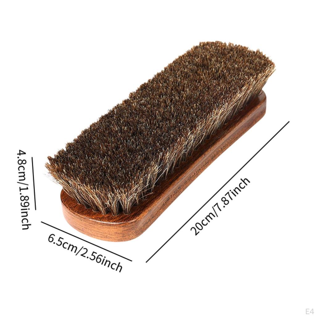 Horsehair Shoe Polish Brush Leather Long Bristles Comfortable Grip Furniture Polishing