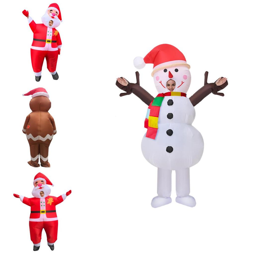Aufblasbares Erwachsenenkostüm Weihnachtsmann Schneemann Lebkuchenmann für Cosplay- und Halloween-Partys