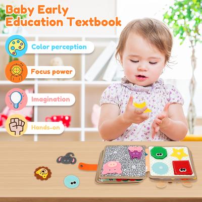 Pädagogisches Sensorikspielzeug Tiere Sensorikbücher Frühentwicklung Interaktive Ruhige Bücher Wiederverwendbares Filzbuch Weiche Baby-Filzbücher