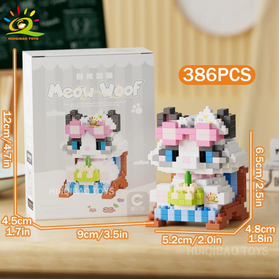 MINI Working Cat Pet Dog Micro Model Building Block Set Kids City Cartoon Animal Diamond Bricks Educational Toys Adult