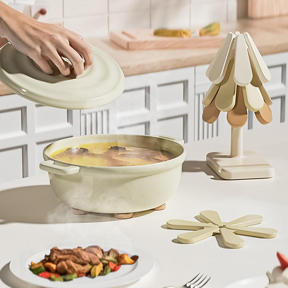 3dílné silikonové izolované tácky ve tvaru vánočního stromečku se stojanem Domácí skládací podložka proti přehřátí pro domácnost, kuchyni a večírky