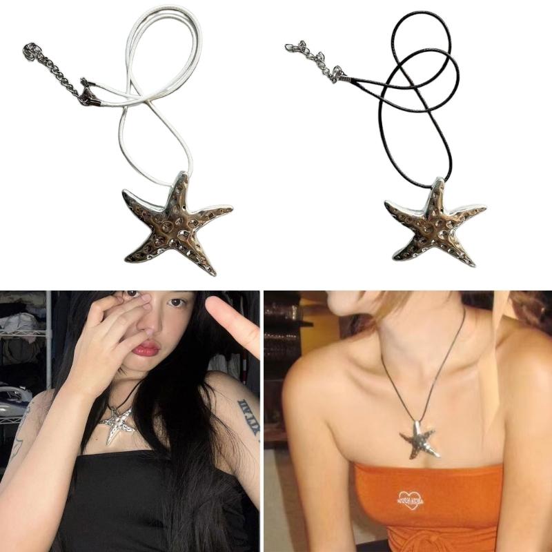 Sparkling Big Star Necklace for Women Teen Girls Starfish Pendant Summer Jewelry Gift Clavicle Chain Collar Necklaces