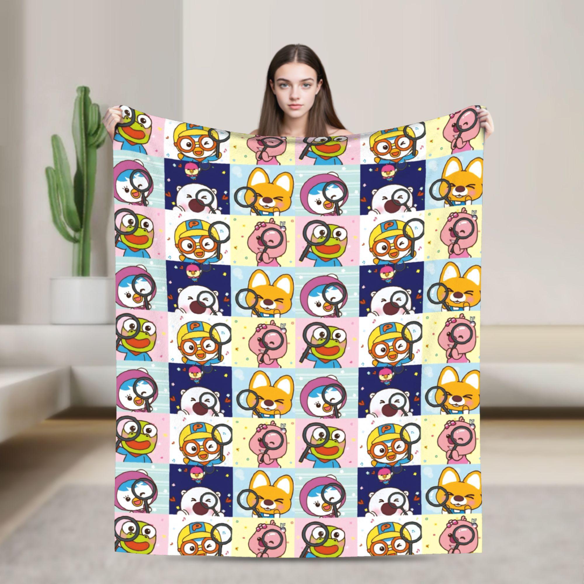 Loopy Cartoon Blanket Pororos Flannel Novelty Warm Throw Blanket for Home Spring Autumn 100x150cm
