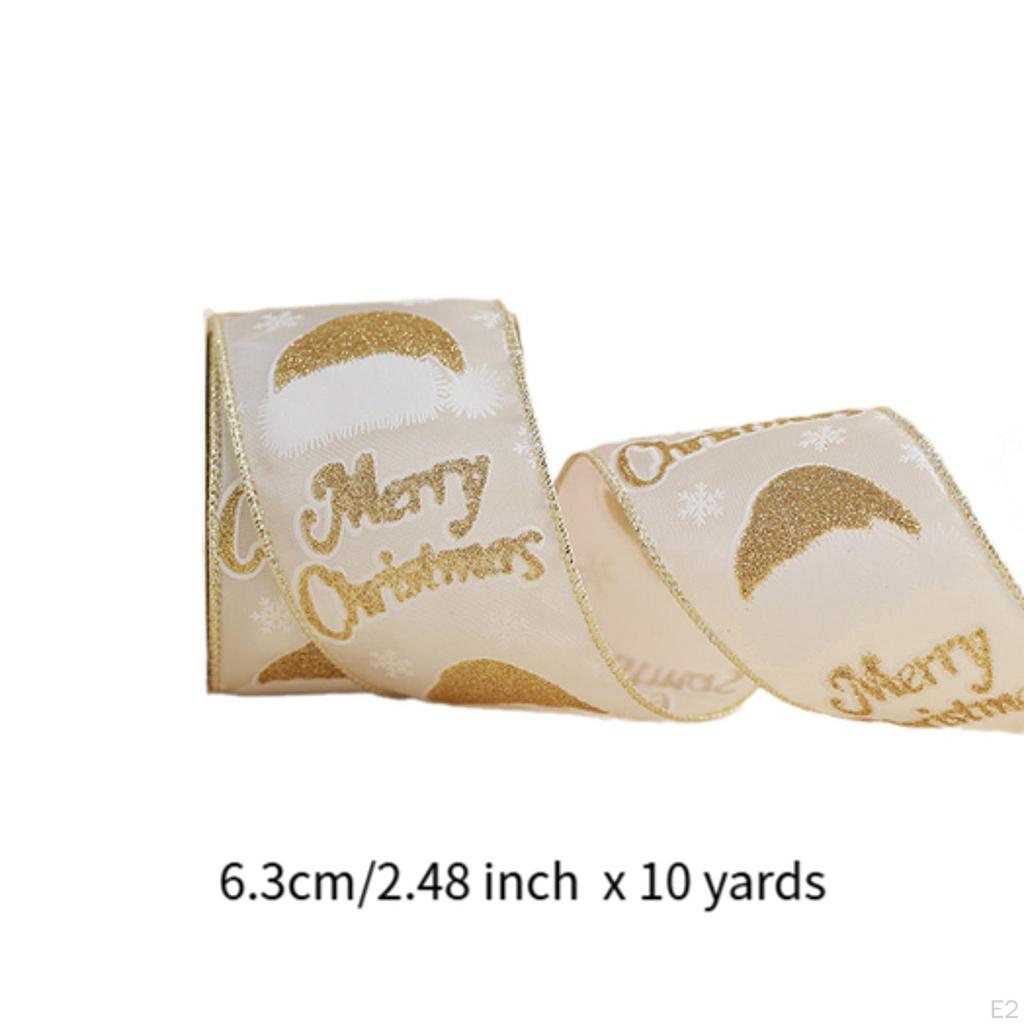 2,5 Zoll breites Weihnachtsband mit Draht zum Basteln und Dekorieren