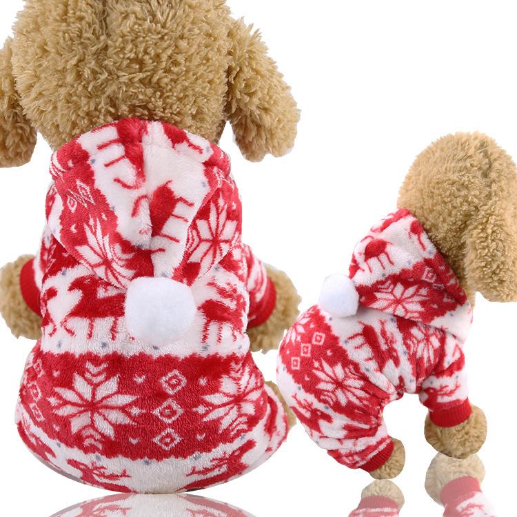 Fleece Flannel Festival Red Elk Dog Clothes Cat Pet Clothes Autumn and Winter Supplies
