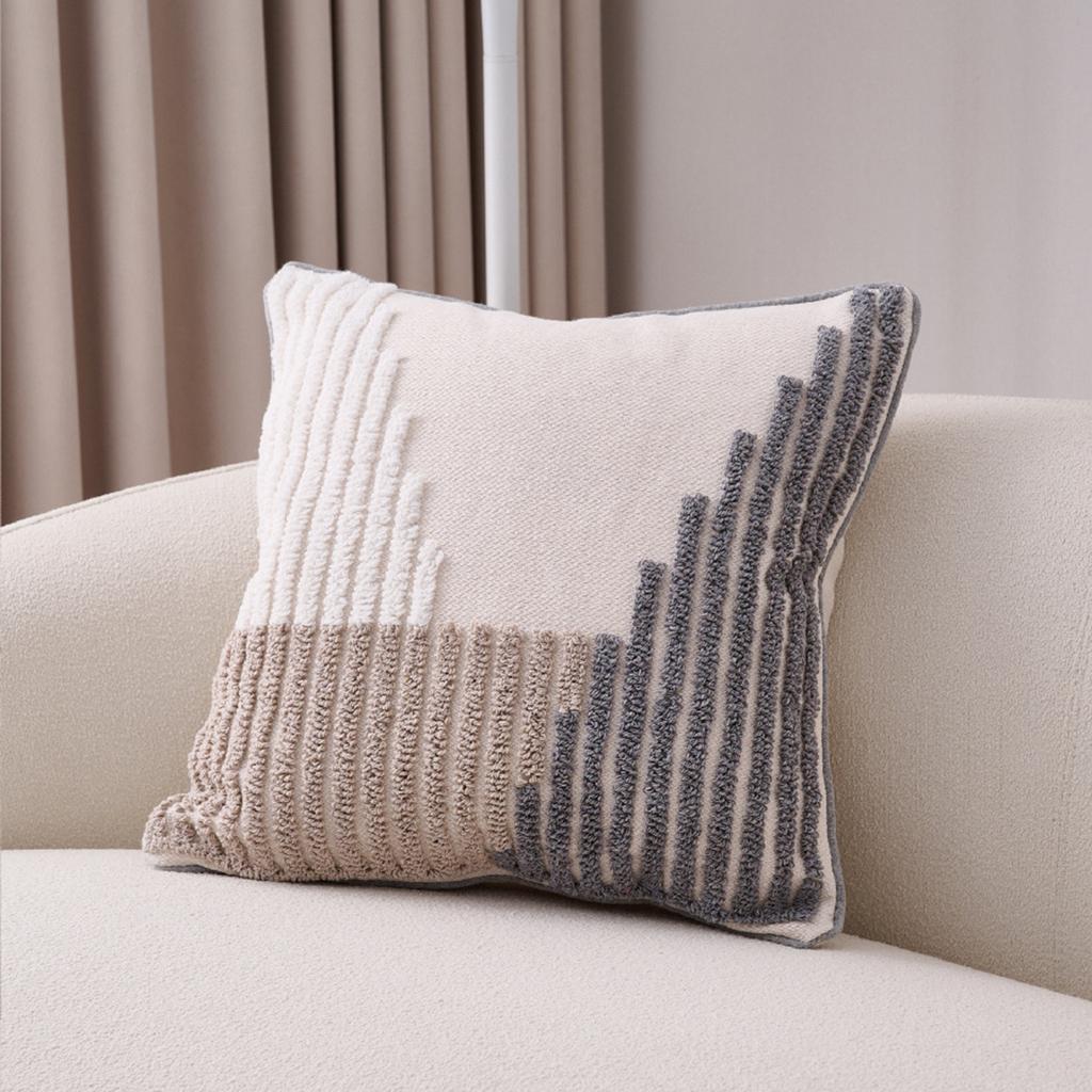 Throw Pillow Boho Soft Cotton Pattern And Tassels Pillow Cover With Braided Rope Textured Striped Woven Tufted Cushion Case