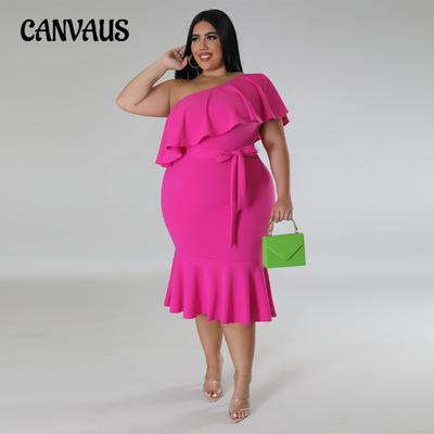 Φόρεμα Γυναικείο Μεγάλο Μέγεθος Μόδα Casual Μίντι Φορέματα Κορσέ με Βολάν