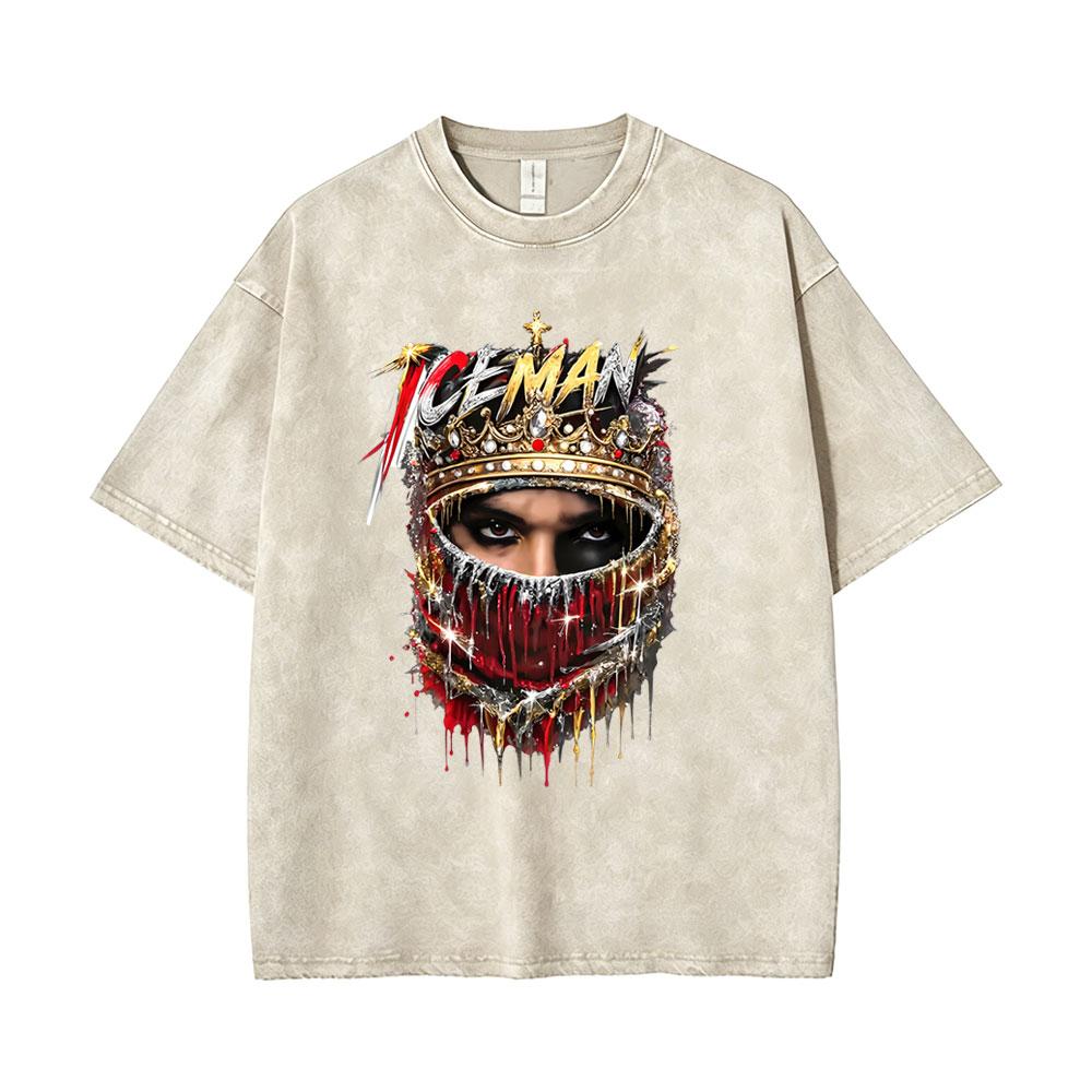 Hot Sale Rapper Drake ICEMAN Washed Vintage Tshirt Men Women Hip Hop Fashion Trend T Shirts Tops Male Summer Oversized Tshirts