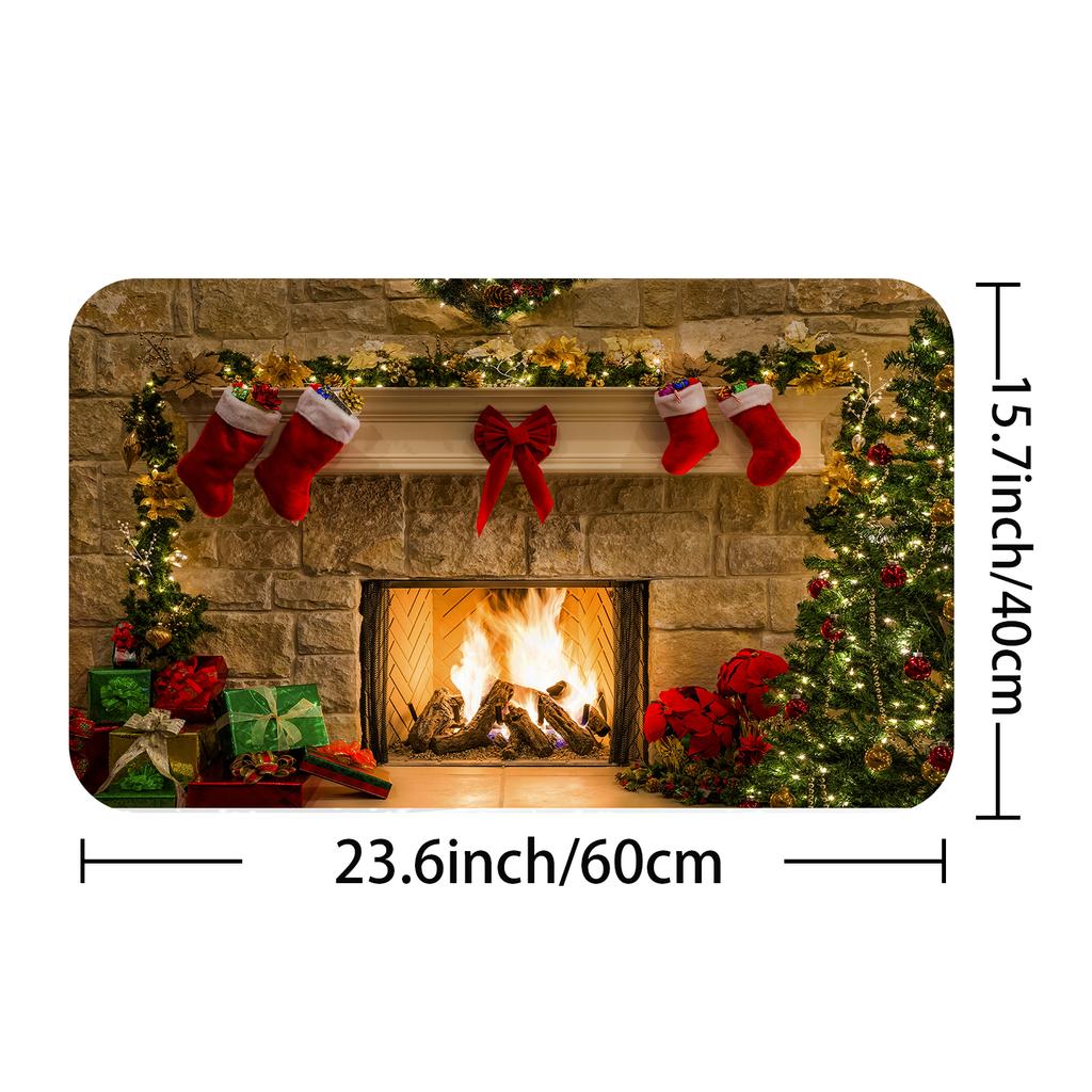 1Pc Waterproof Shower Curtain With Hooks Christmas Snow Scene Bathtub Curtain Soft Floor Rugs Non-Slip Bath Mat Bathroom Decor