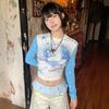 VAYLA Japanese Y2k Anime Print T-shirt Vintage 2000s Aesthetics Patchwork Top Fairycore Blue Long Sleeve T Shirt Lolita Kawaii