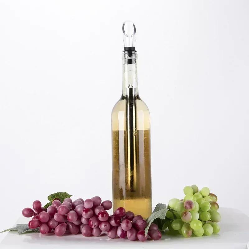 Stainless Steel Wine Bottle Cooler Chill Chilling Cooling Stick with An Aerator and Pourer Spout Freezer Cooler