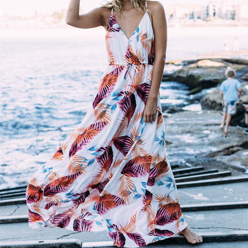 Strand-Cover-up-Tuniken für den Strand, Blätter-Druck, langer Kaftan-Bikini-Cover-up, Strand-Wickel-Badeanzug-Coverup Q568