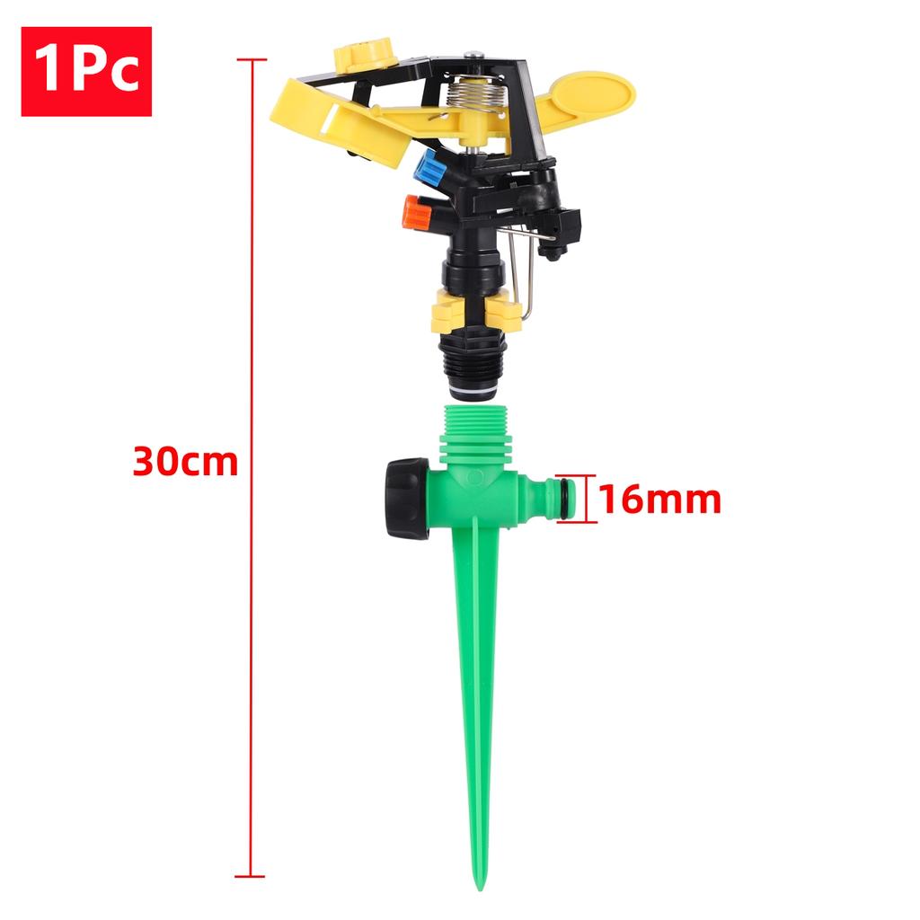 1/2" Male Thread Double Nozzle Yellow-Winged Adjustable Rocker Sprinkler With 3-Kinds Bracket Kit 360 Degree Garden Lawn Nozzle
