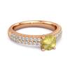 Lemon Quartz Double Pave Band Ring - 925 Sterling Silver Rose Gold Vermeil