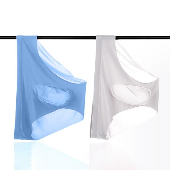 Summer Ultra-Thin Ice Silk Sexy Men Briefs Translucent Low-rise Seamless 3D U Convex