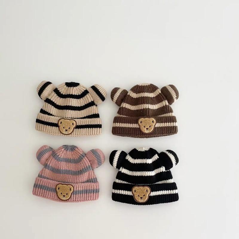 Baby hat autumn and winter cute super cute bear baby children ear hat warm plush hat boys and girls pullover