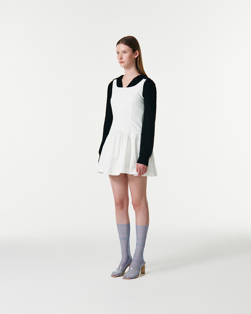 CURRENT Ribbon Strap Sleeveless Dress [White]