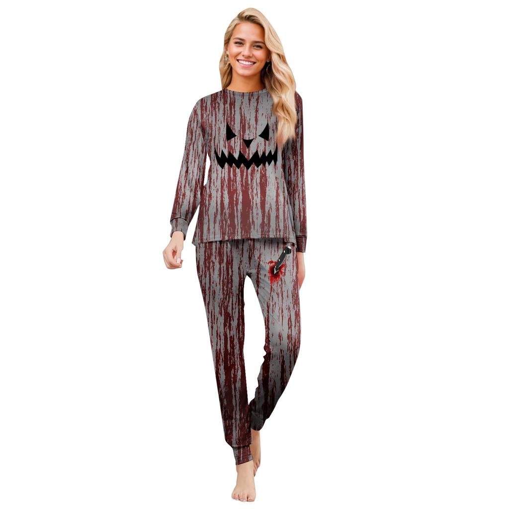 Print Cute Family Set Pajamas, Home Clothes, Family Set Long Sleeve Top Pants Set