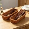 Rectangular Woven Storage Basket with Rounded Corners Handwoven for Dining Table