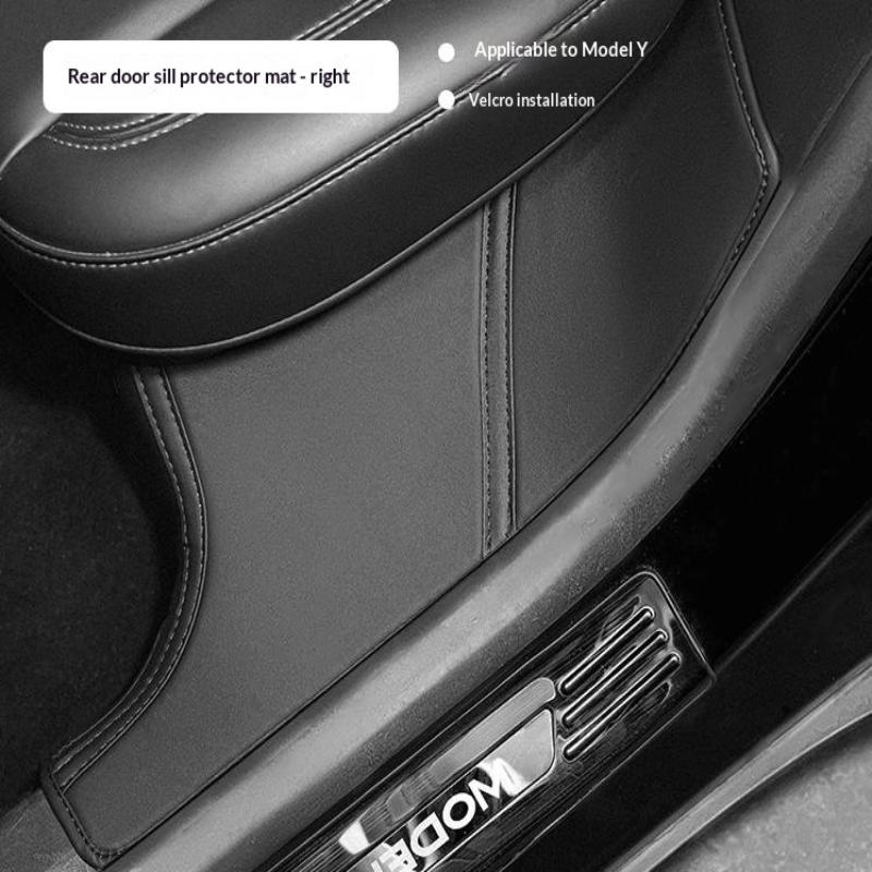 Car Door Sill Protector Set For Model Y Microfiber Leather Anti Scratch Kick Pad Threshold Protection Guard Strip Interior