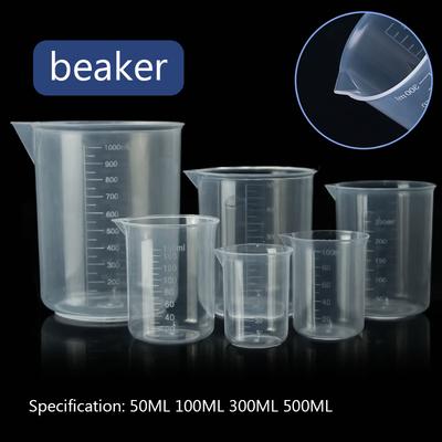 50ML/100ML/300ML/500ML Plastic Laboratory Beaker Graduated Cup Kitchen Supplies Measure