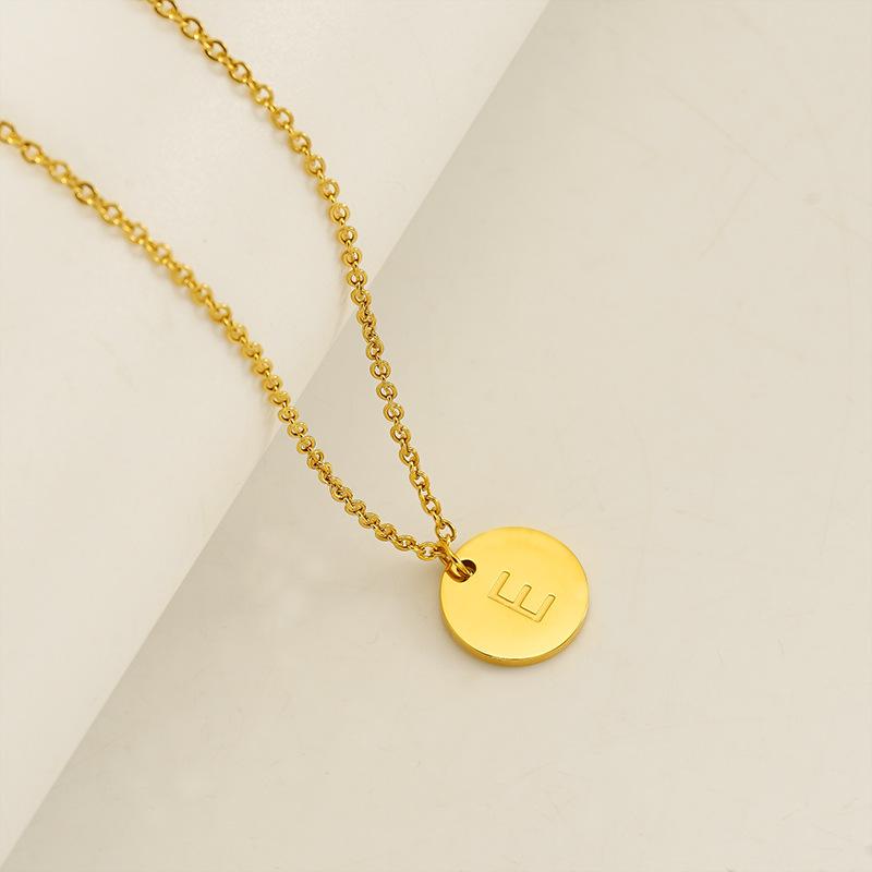 Round stainless steel 26 English letters necklace pendant mirror DIY jewelry accessories 26 letters