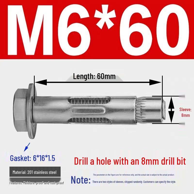 Stainless Steel Expansion Bolt with External Hex & Built-in Hole