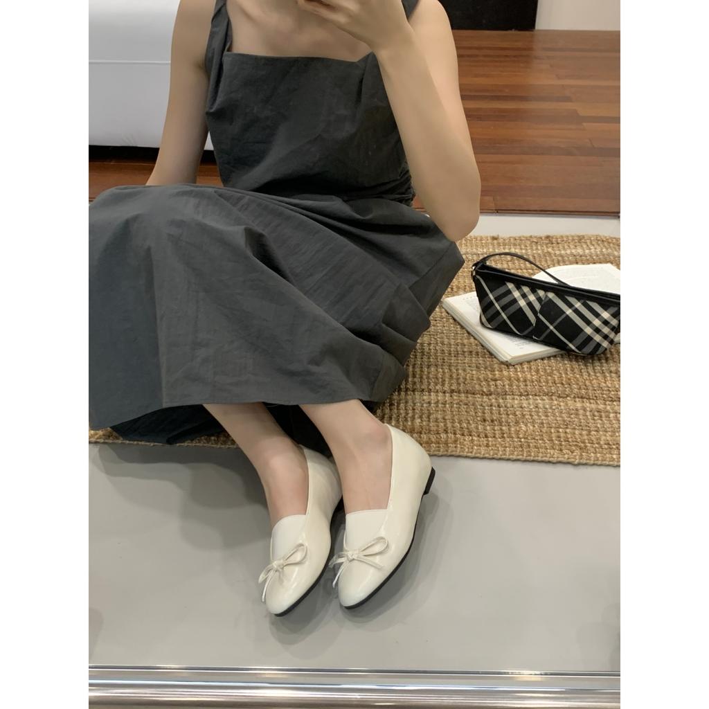 Fashion Ballerinas Woman 2025 Round Toe Female Shoes Bow-Knot Slip-on Shallow Mouth Ballet Dress Butterfly Retro Grandma Slip On Mary Ja