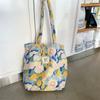 New tote bag large capacity foreign style floral canvas shoulder bag portable girl student shopping bag