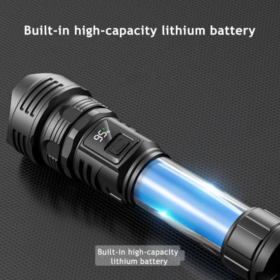 High-brightness LED Flashlight Digital Display Waterproof Rechargeable Flashlight Energy-saving LED Torch for Outdoor Camping Patrol