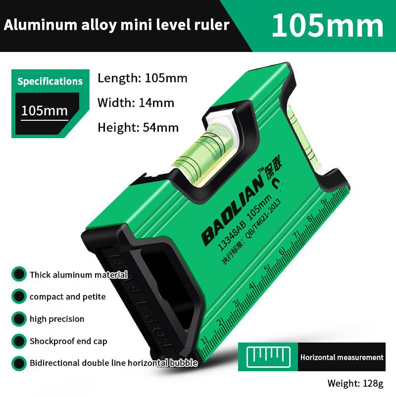 Horizontal Vertical Measure Metric Ruler Spirit Level Strong Magnetic Mini Aluminum Alloy Ruler Portable Decoration Special Tool