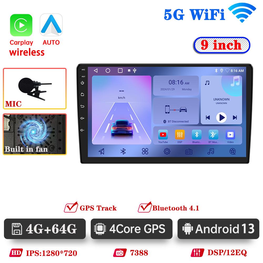 Android 13 Car Radio BT Multimedia Player GPS Wireless Carplay Auto For Toyota Hyundai Nissan Kia Suzuki ISO DVR Head Unit