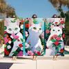 Towel Textile Flowers Bathrobe Beach Cat Surrounded Quick-Drying Adorable Lightweight Portable White Camping Swim Pool Travel