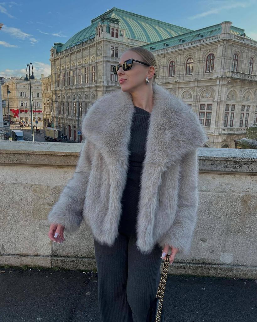 Women's Autumn and Winter New Imitation Fur Jacket Top Women's Wool Short Plush Jacket
